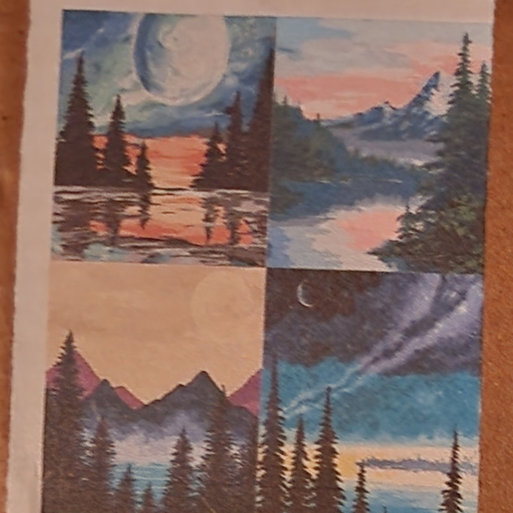 Set Of 4 Paint By Number Scenic Landscape with Moonlit and Sunset